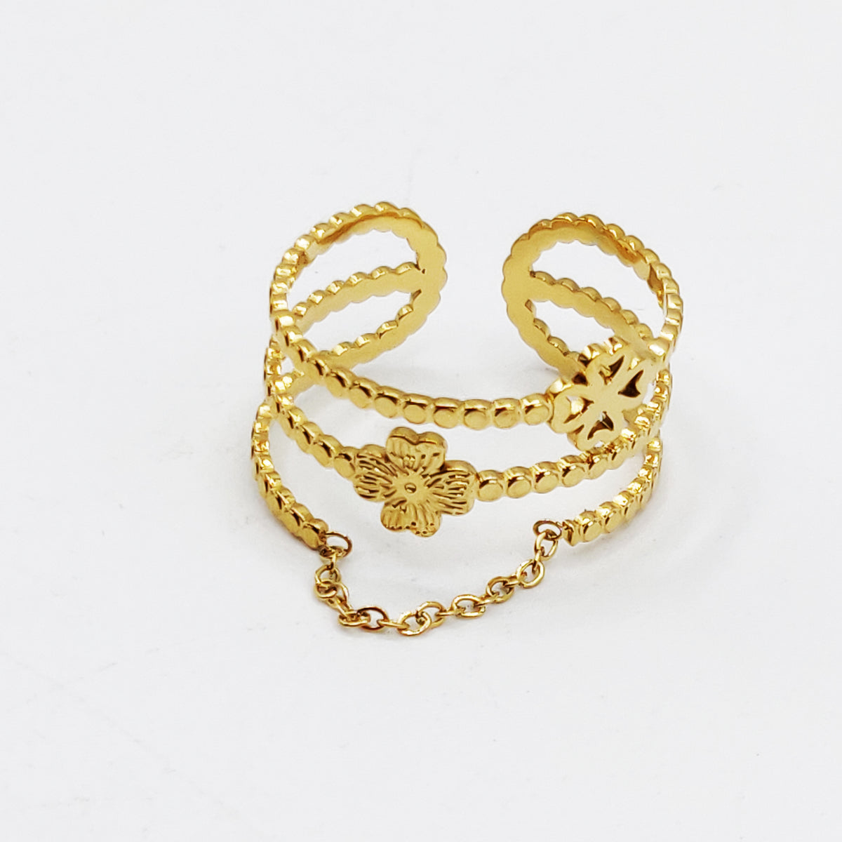 Bague 2 Trèfles et Chaîne