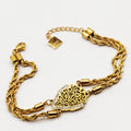 Bracelet Torsade Multi Lignes Motif Oriental Cristaux Pendentifs Descendant Luxe