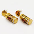 Boucles d'oreilles Tube Oriental Cristal Rouge Luxe
