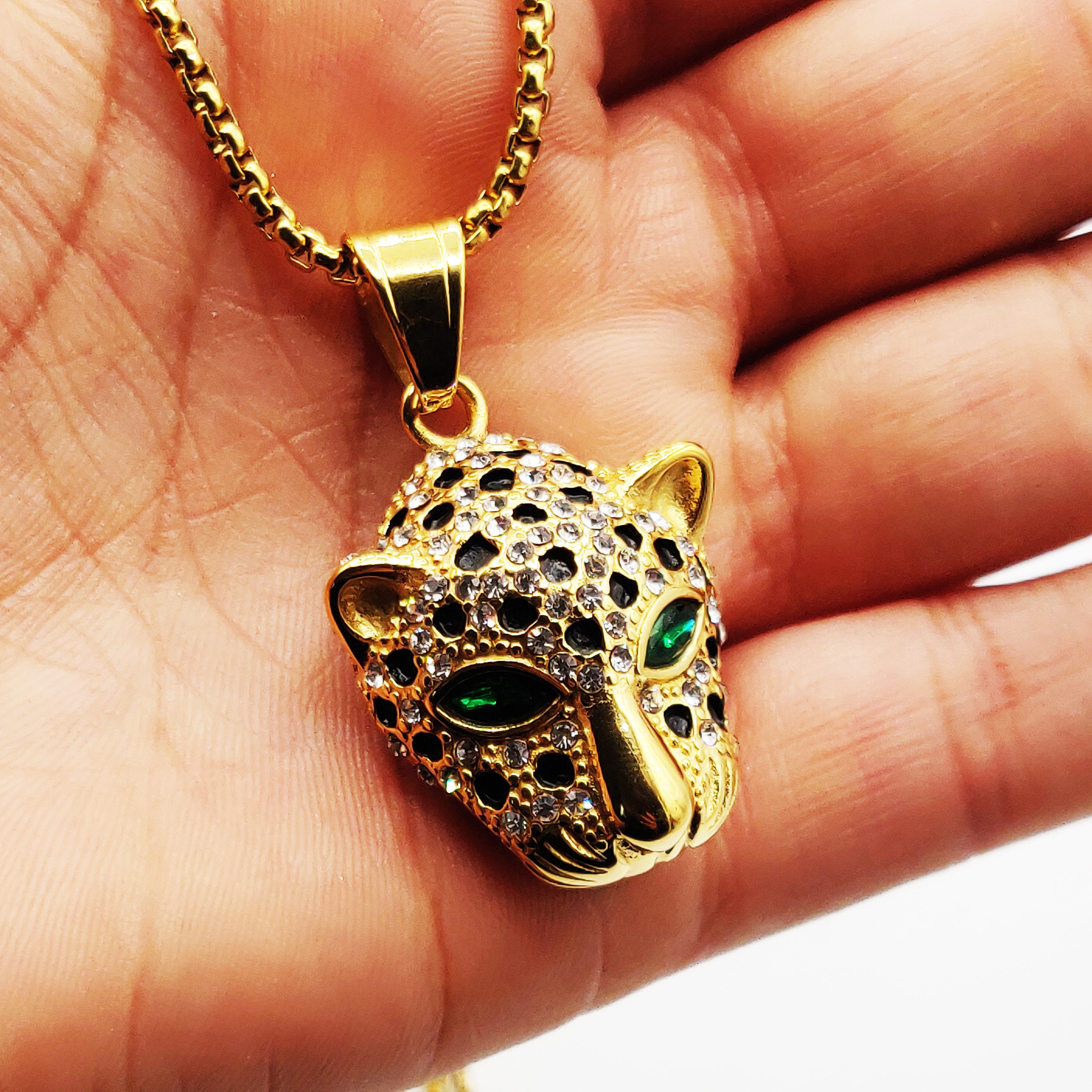 Collier Chaîne Cubique Tête Jaguar Luxe