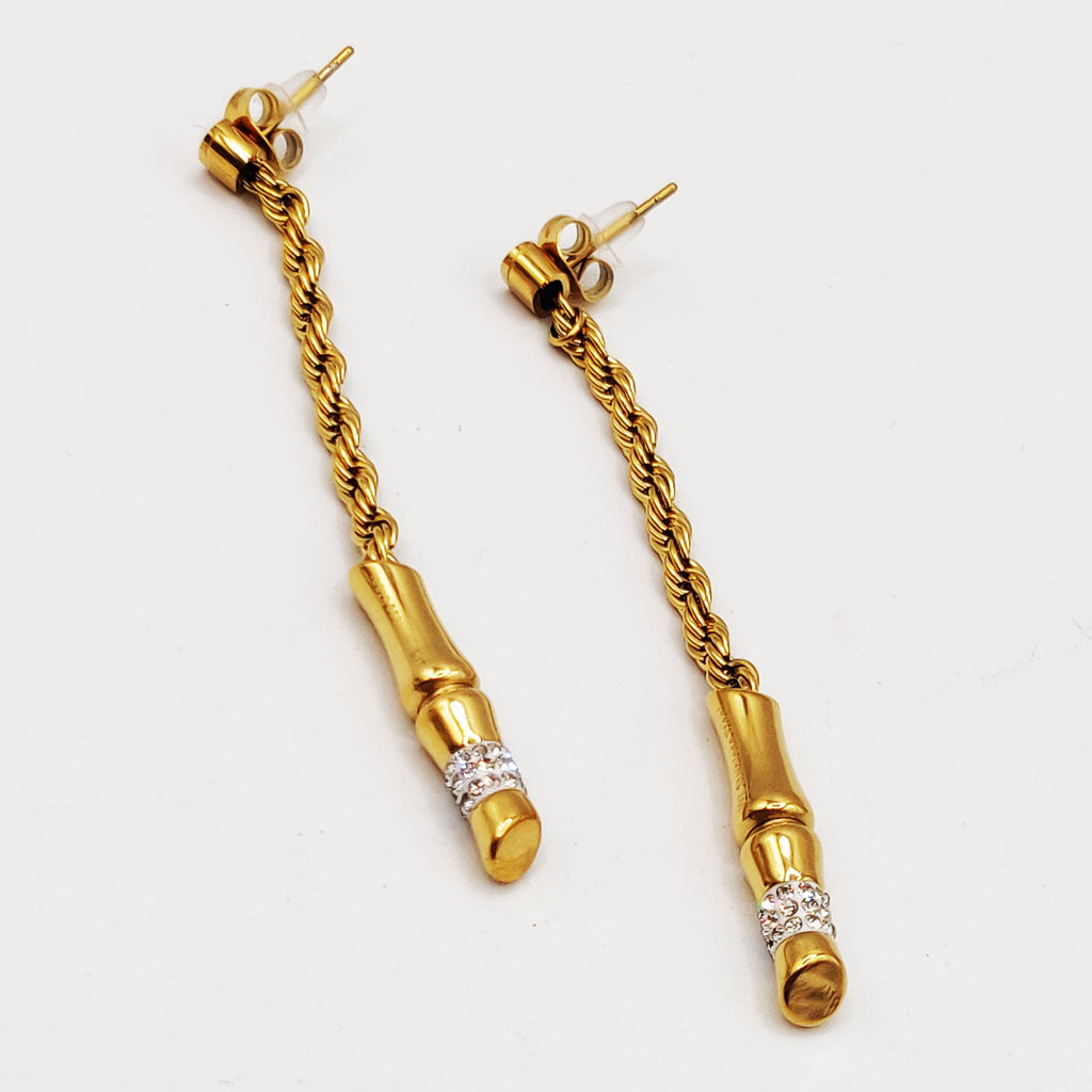 Boucles d'oreilles Torsade Multi Lignes Tubes Cristaux Luxe