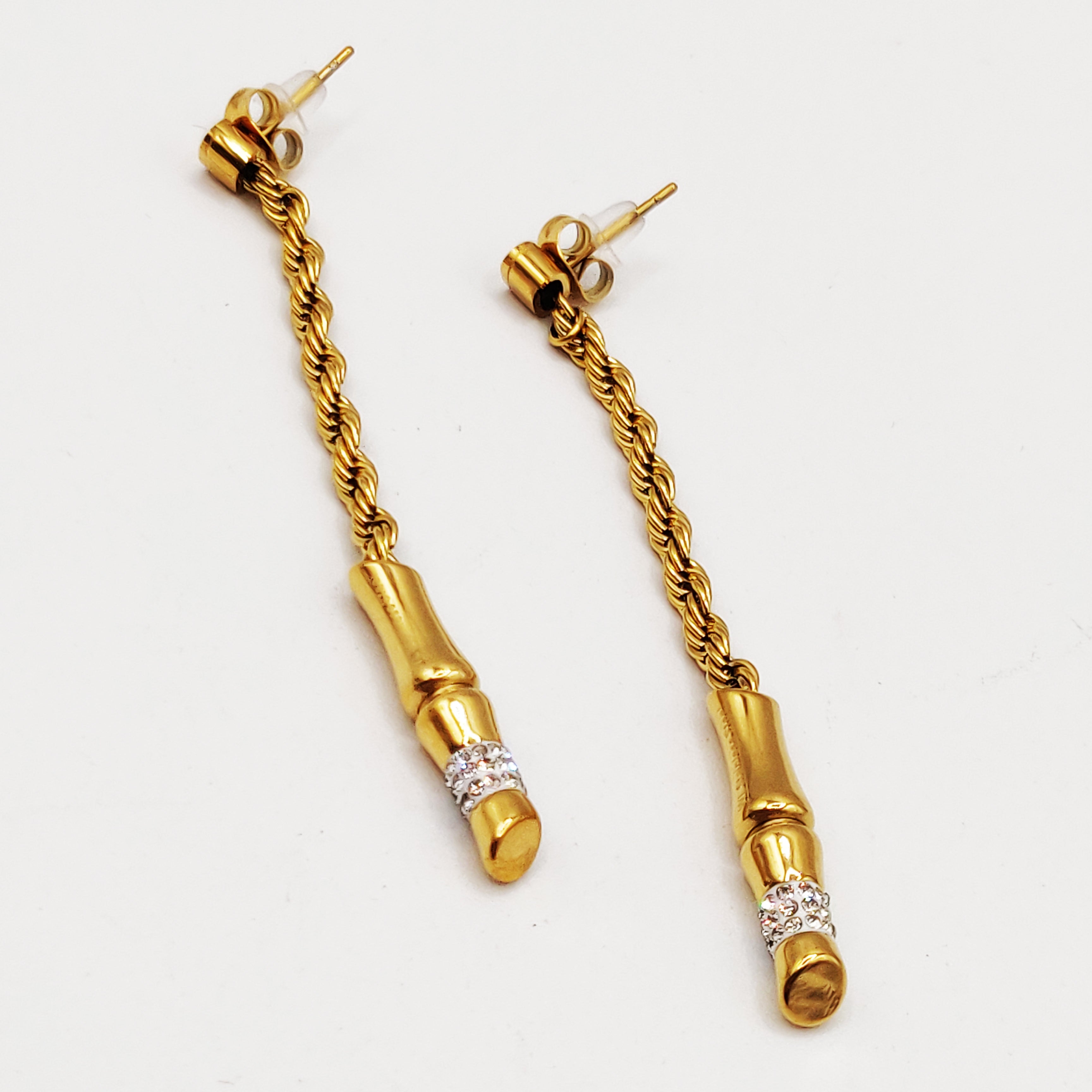 Boucles d'oreilles Torsade Multi Lignes Tubes Cristaux Luxe