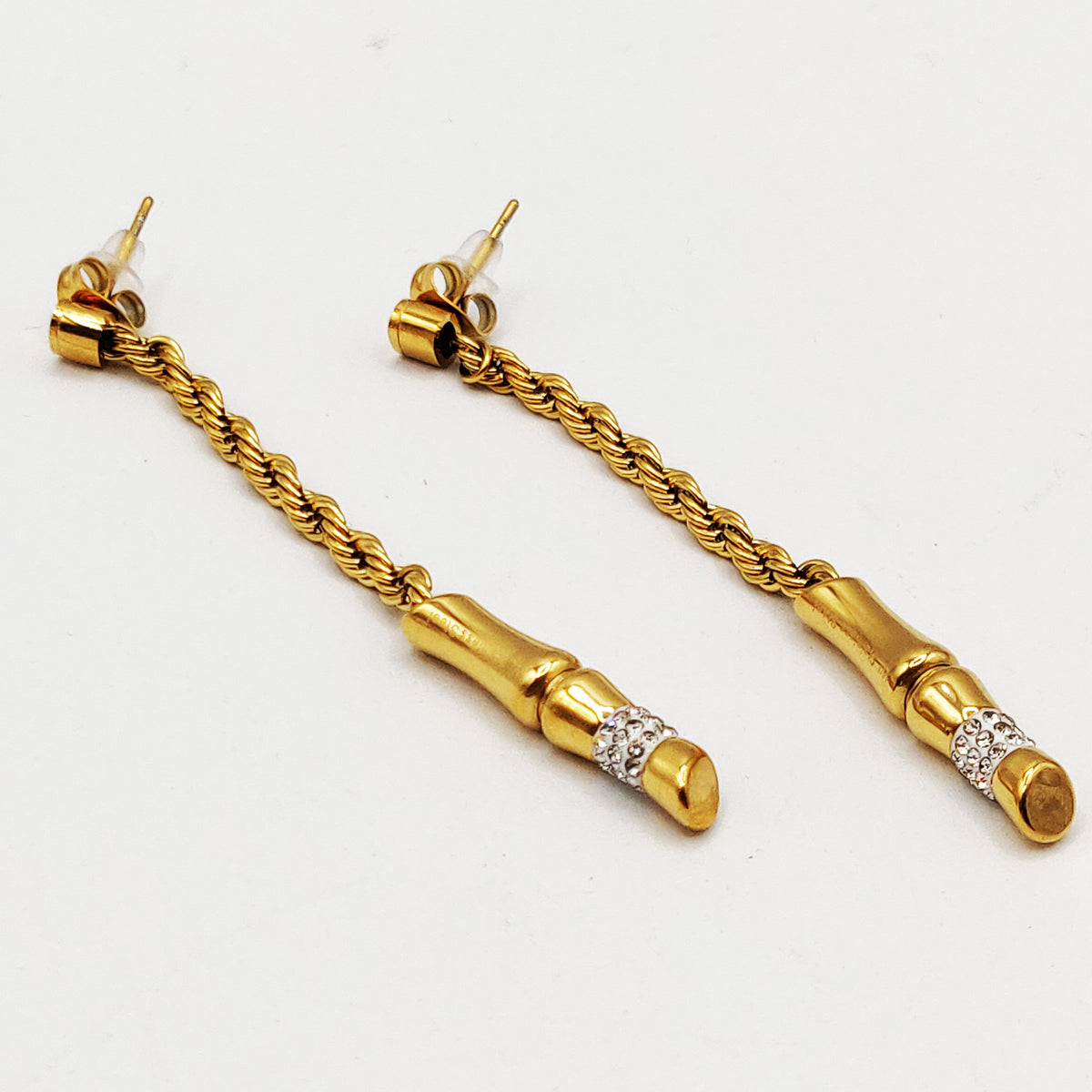 Boucles d'oreilles Torsade Multi Lignes Tubes Cristaux Luxe