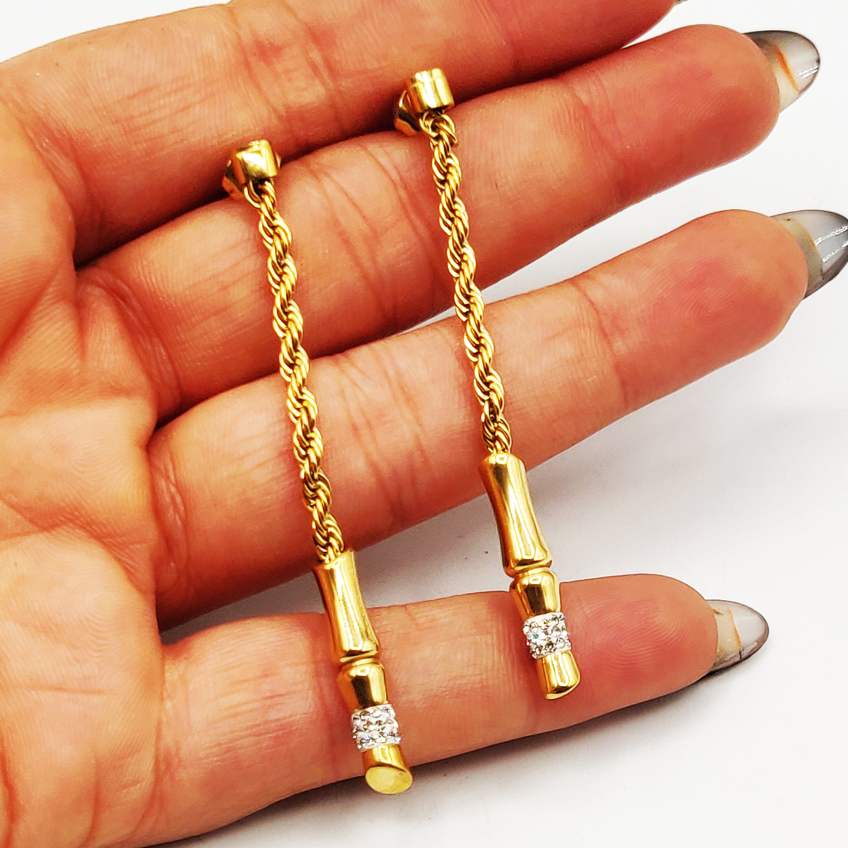 Boucles d'oreilles Torsade Multi Lignes Tubes Cristaux Luxe