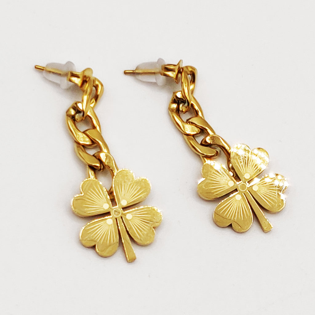 Boucles d'oreilles Tresse Trèfle à 4 Coeurs