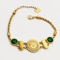 Bracelet Torsade Multi Lignes Louise Pierres Vertes Triple Pendentifs Louise Luxe