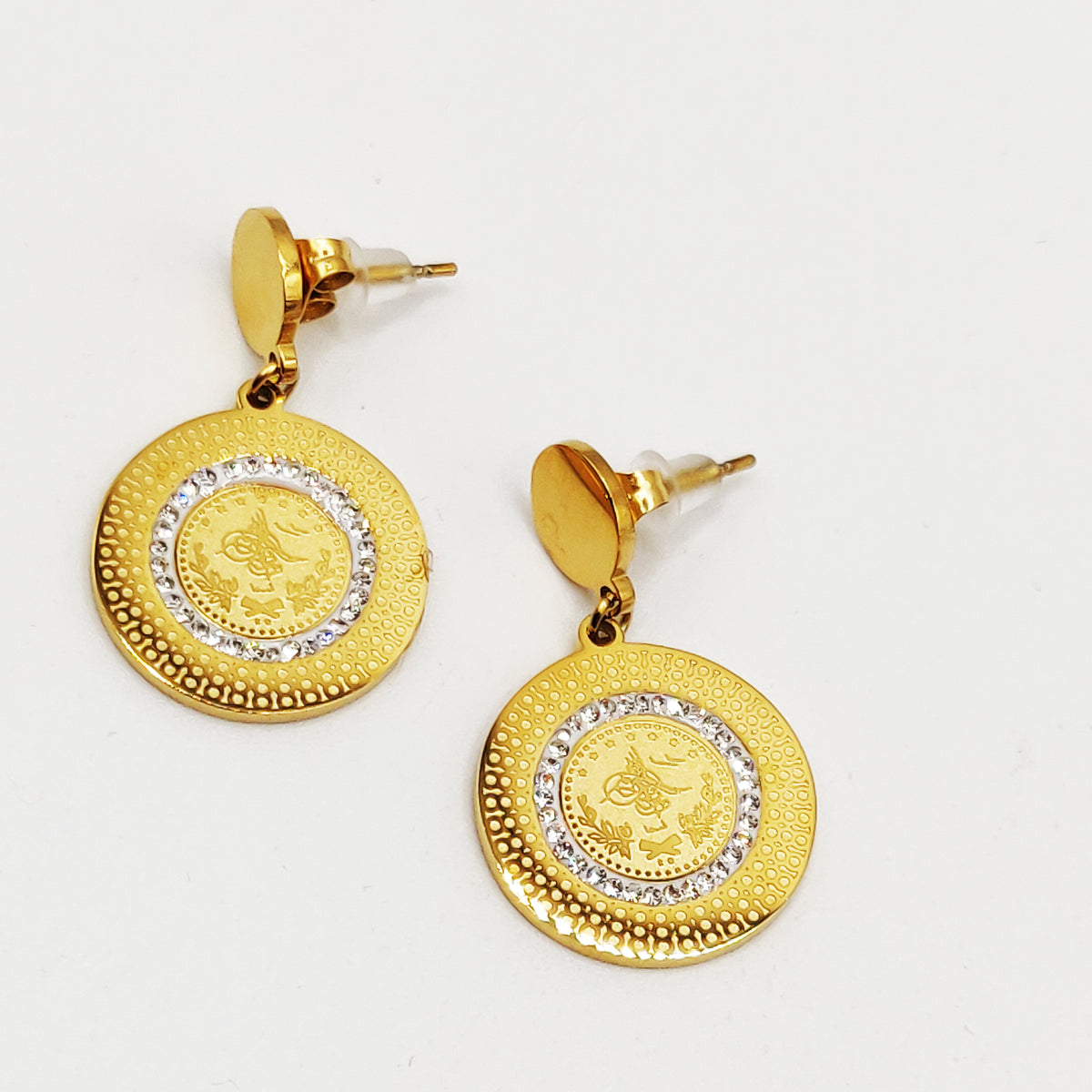 Boucles d'oreilles Torsade Multi Lignes Louise Pierres Vertes Triple Pendentifs Louise Luxe