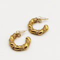 Boucles d'oreilles Créoles Torsades Dorées et Cristaux Luxe