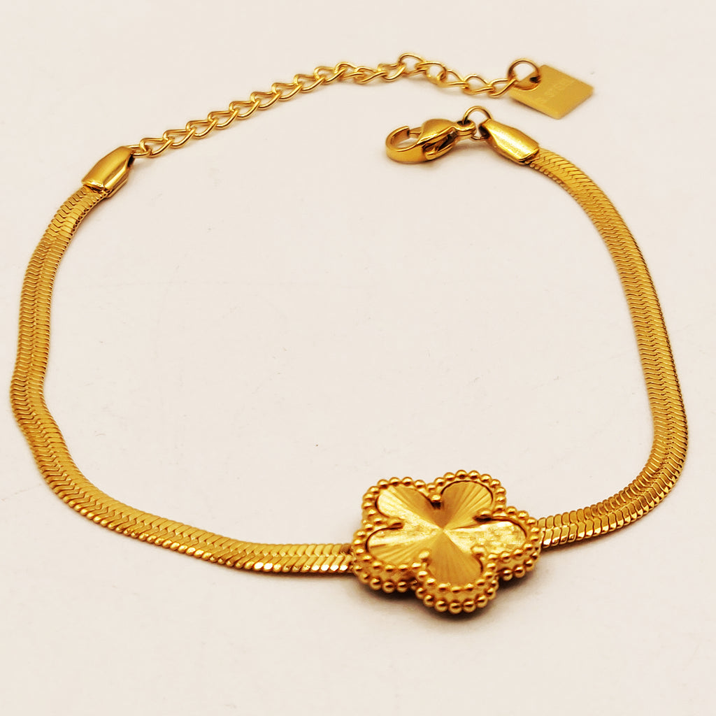 Bracelet Maille Marguerite Dorée Tour Perles d'imitation Luxe