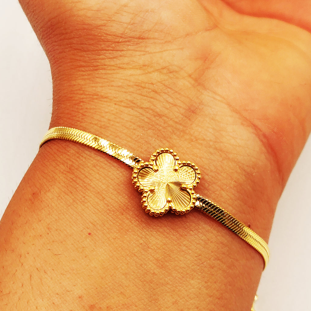 Bracelet Maille Marguerite Dorée Tour Perles d'imitation Luxe
