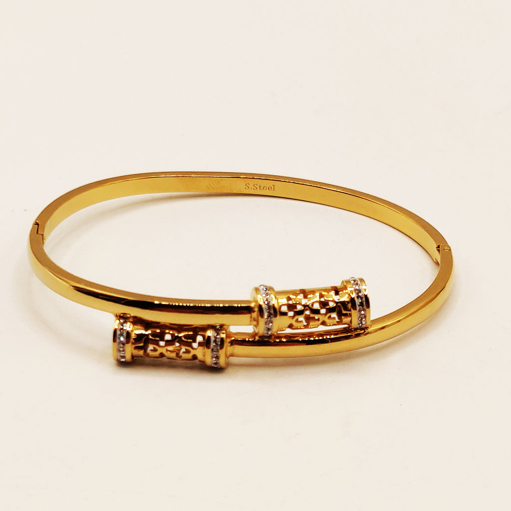 Bracelet Rigide Double Tubes Étoiles Luxe