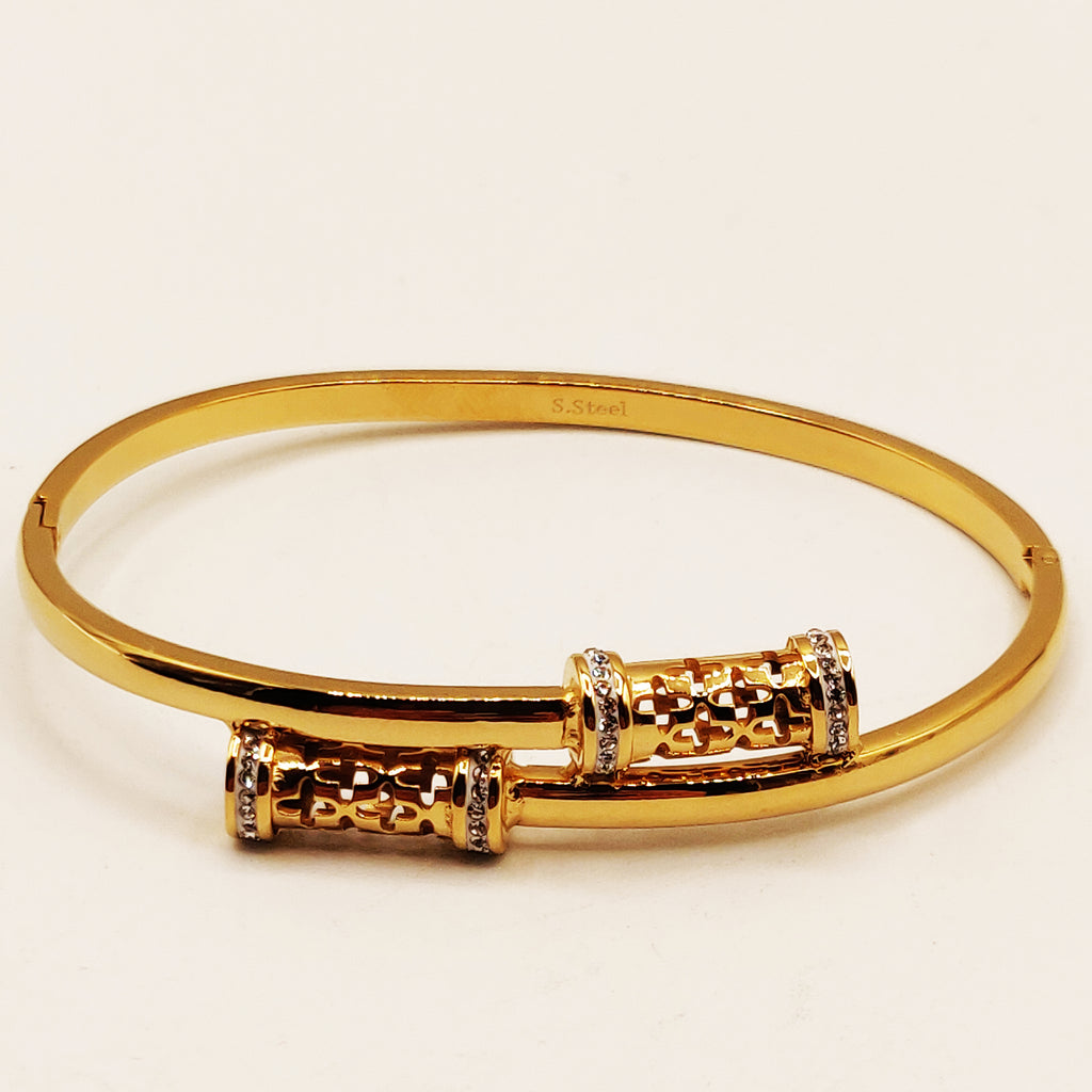 Bracelet Rigide Double Tubes Étoiles Luxe