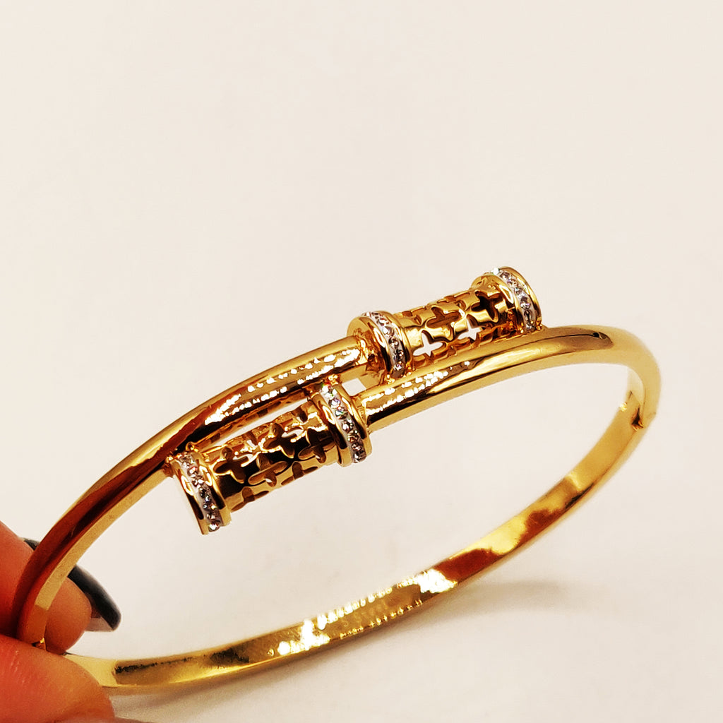 Bracelet Rigide Double Tubes Étoiles Luxe