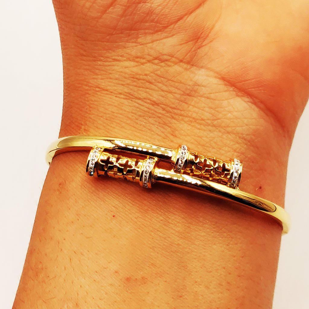Bracelet Rigide Double Tubes Étoiles Luxe