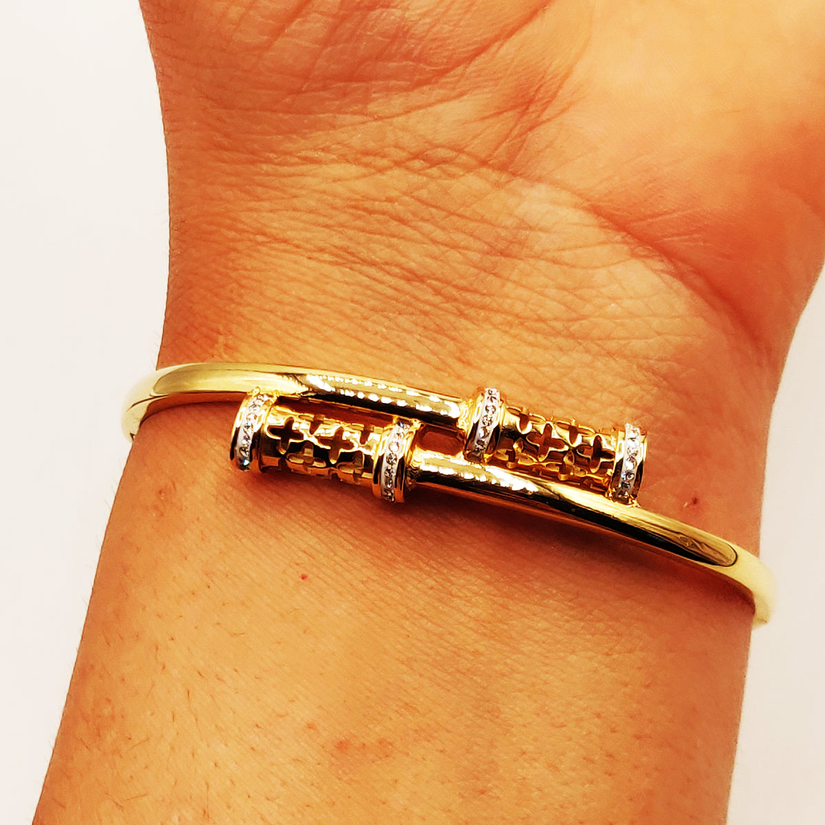 Bracelet Rigide Double Tubes Étoiles Luxe