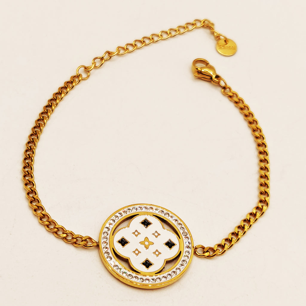 Bracelet Tresse Trèfle Étoile Luxe Blanc