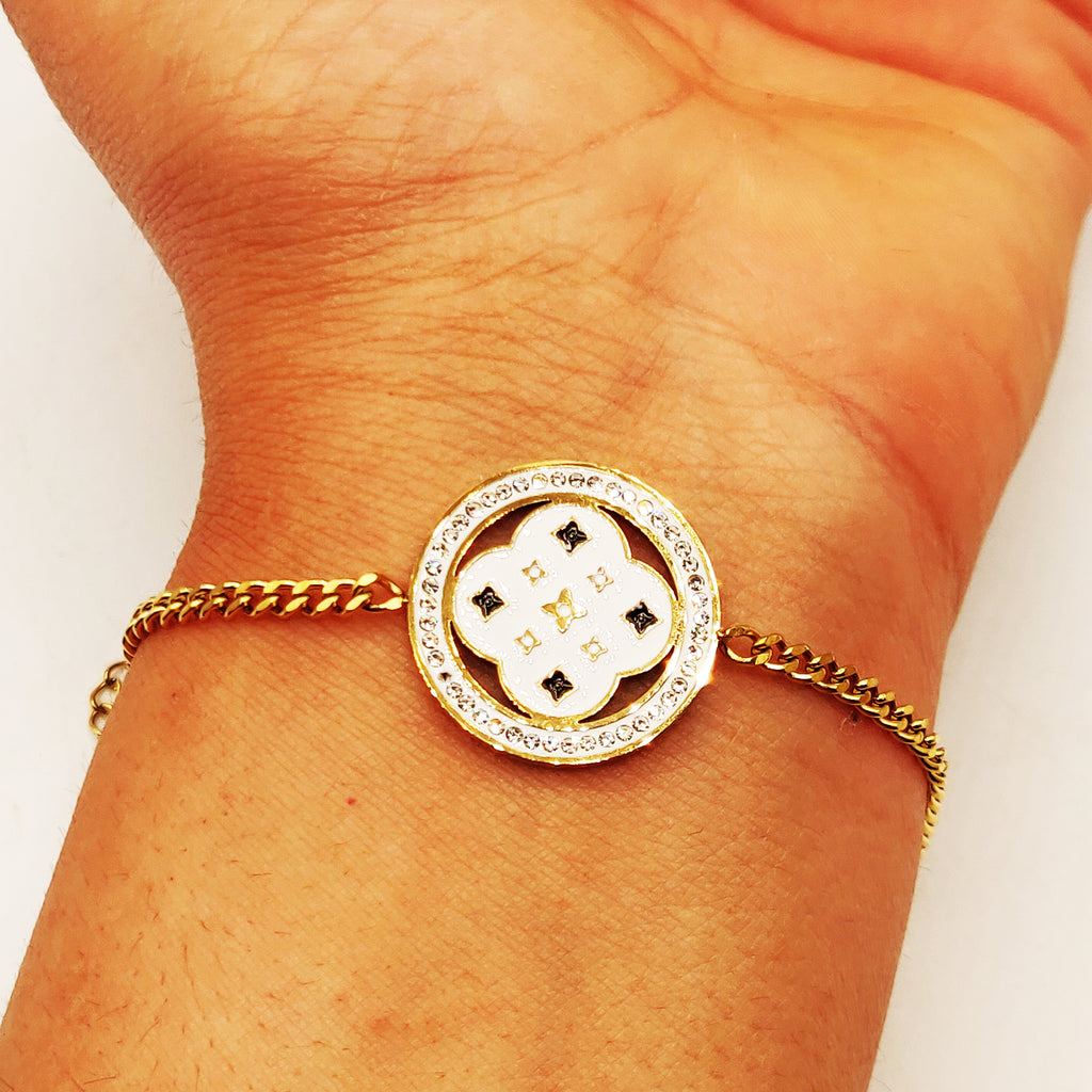 Bracelet Tresse Trèfle Étoile Luxe Blanc