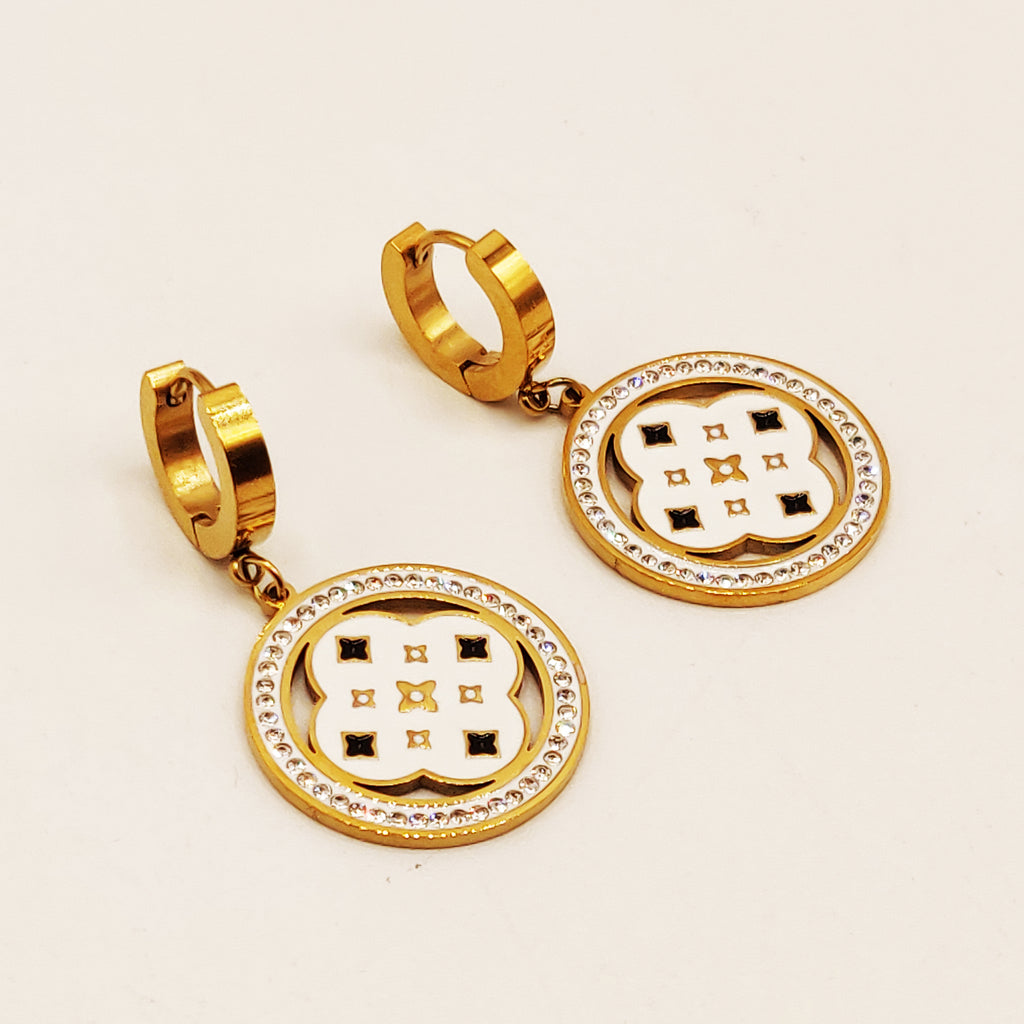 Boucles d'oreilles Tresse Trèfle Étoile Luxe Blanc