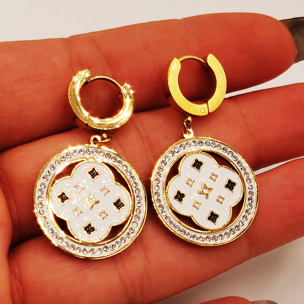 Boucles d'oreilles Tresse Trèfle Étoile Luxe Blanc