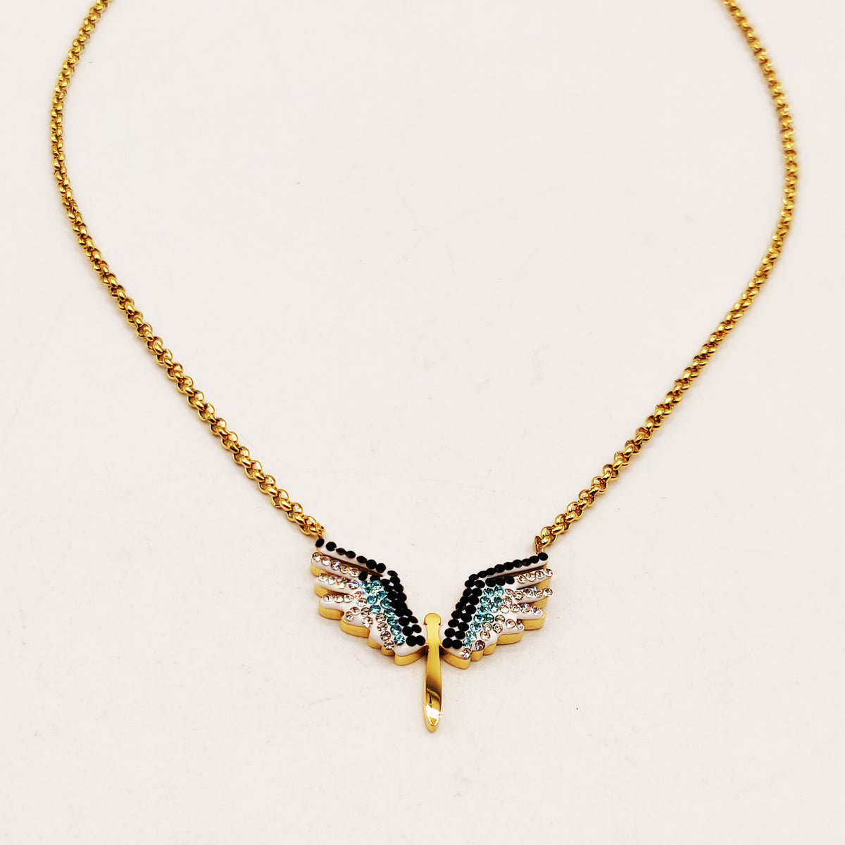 Collier Ange Ailes Cristaux Multicolores Luxe