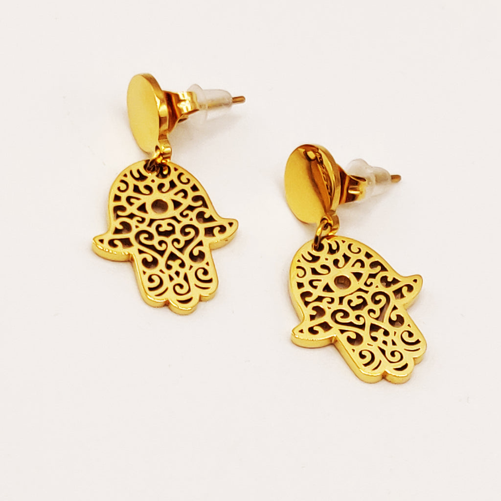 Boucles d'oreilles Main de Fatma Oeil Oriental