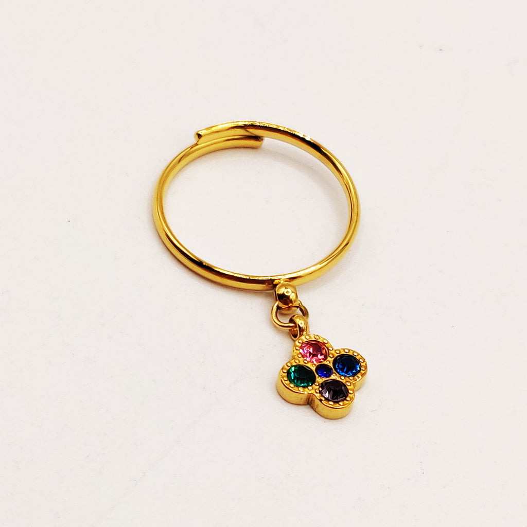 Bague Pendentif Trèfle Cristaux Multicolores