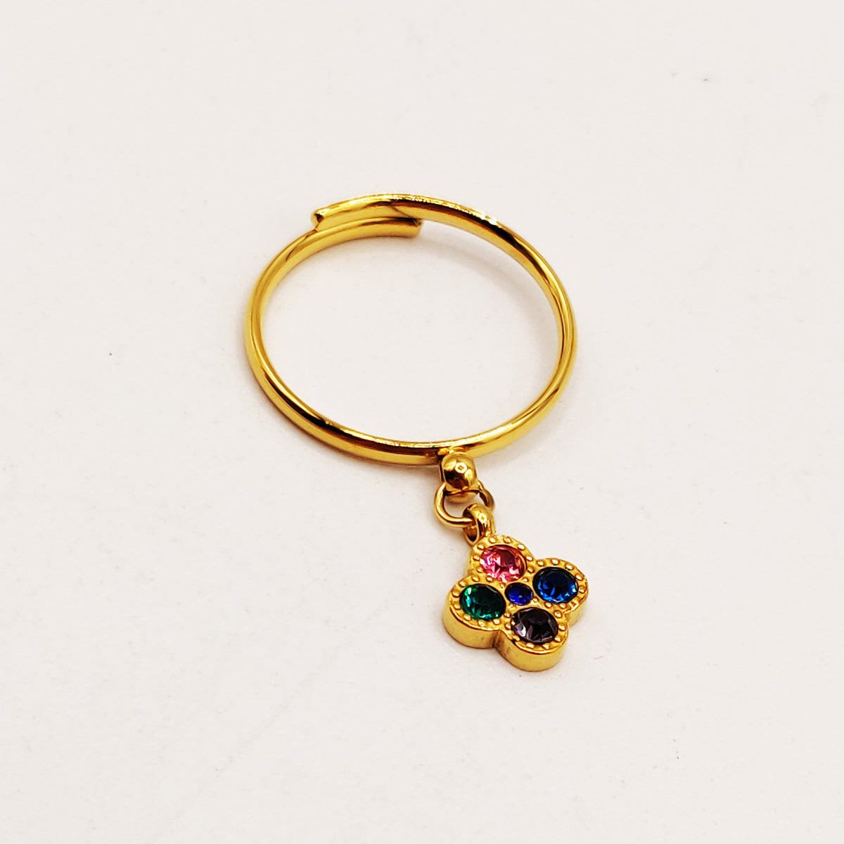 Bague Pendentif Trèfle Cristaux Multicolores