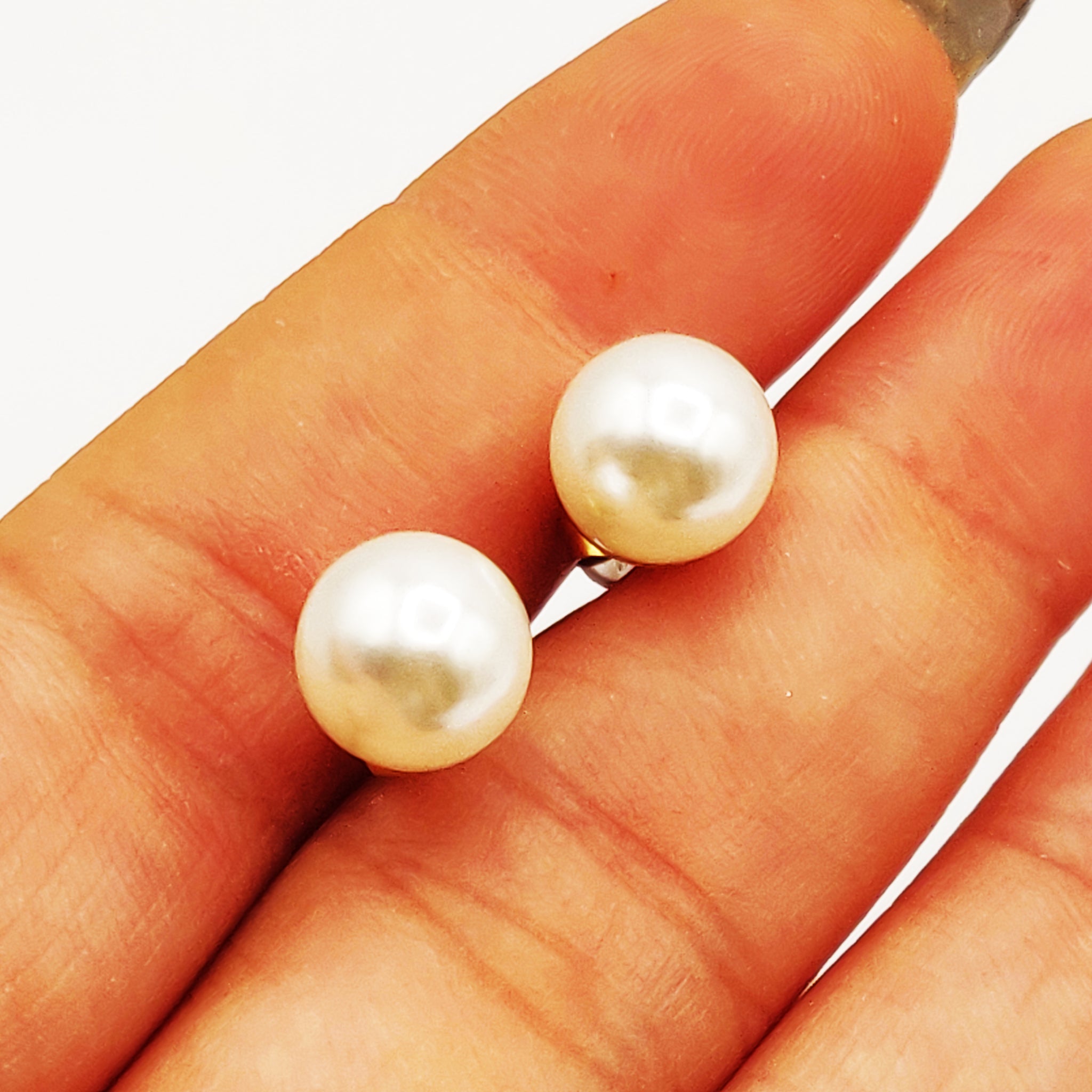 Boucles d'oreilles Perles d'imitation Blanches Simples