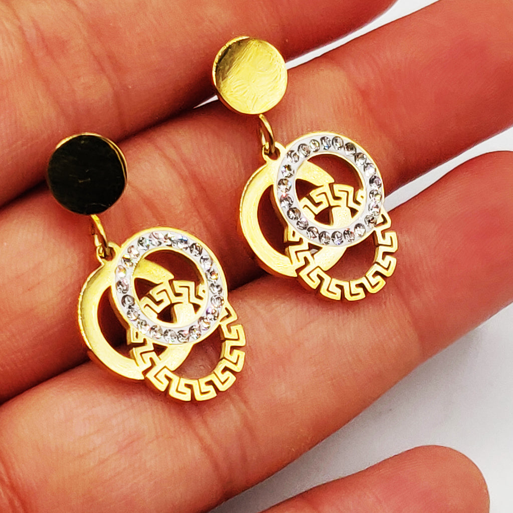 Boucles d'oreilles Double Torsades Triple Cercles V Luxe