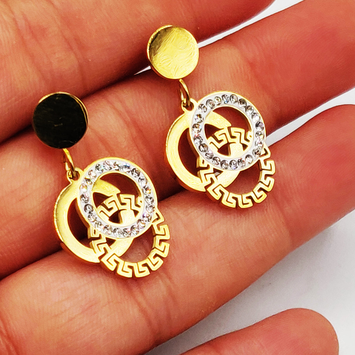 Boucles d'oreilles Double Torsades Triple Cercles V Luxe