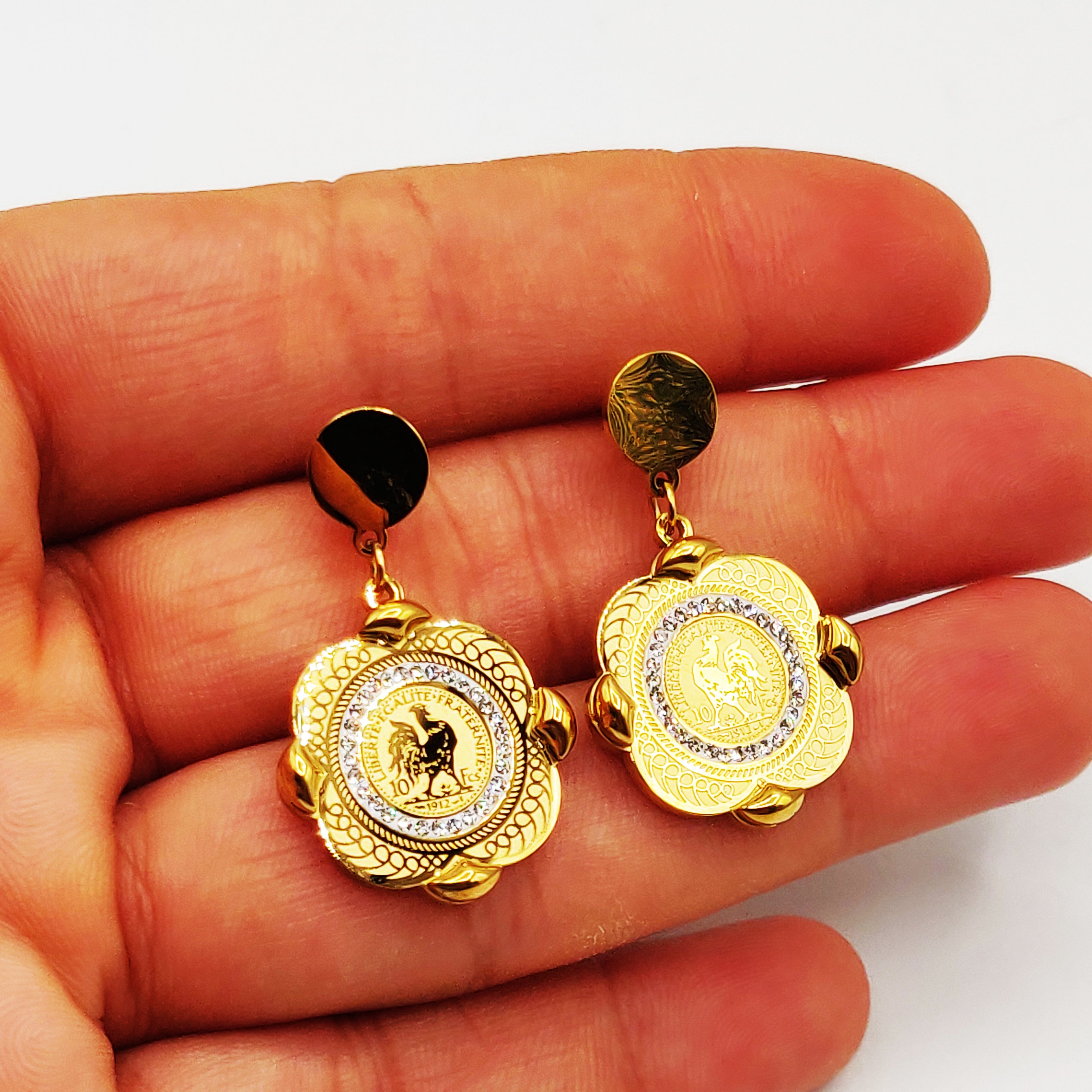 Boucles d'oreilles Maillons Louise Coq Carré Multi Louise Luxe