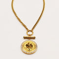 Collier Tresse Grand Pendentif Louise Coq Luxe et Pierres Vertes