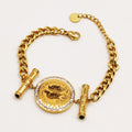 Bracelet Tresse Grand Pendentif Louise Coq Luxe et Pierres Vertes