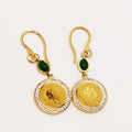 Boucles d'oreilles Tresse Grand Pendentif Louise Coq Luxe et Pierres Vertes