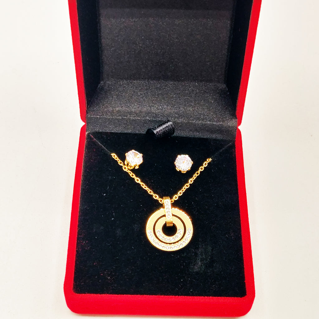 Coffret Collier et Boucles d'oreilles Double Cercles Luxe