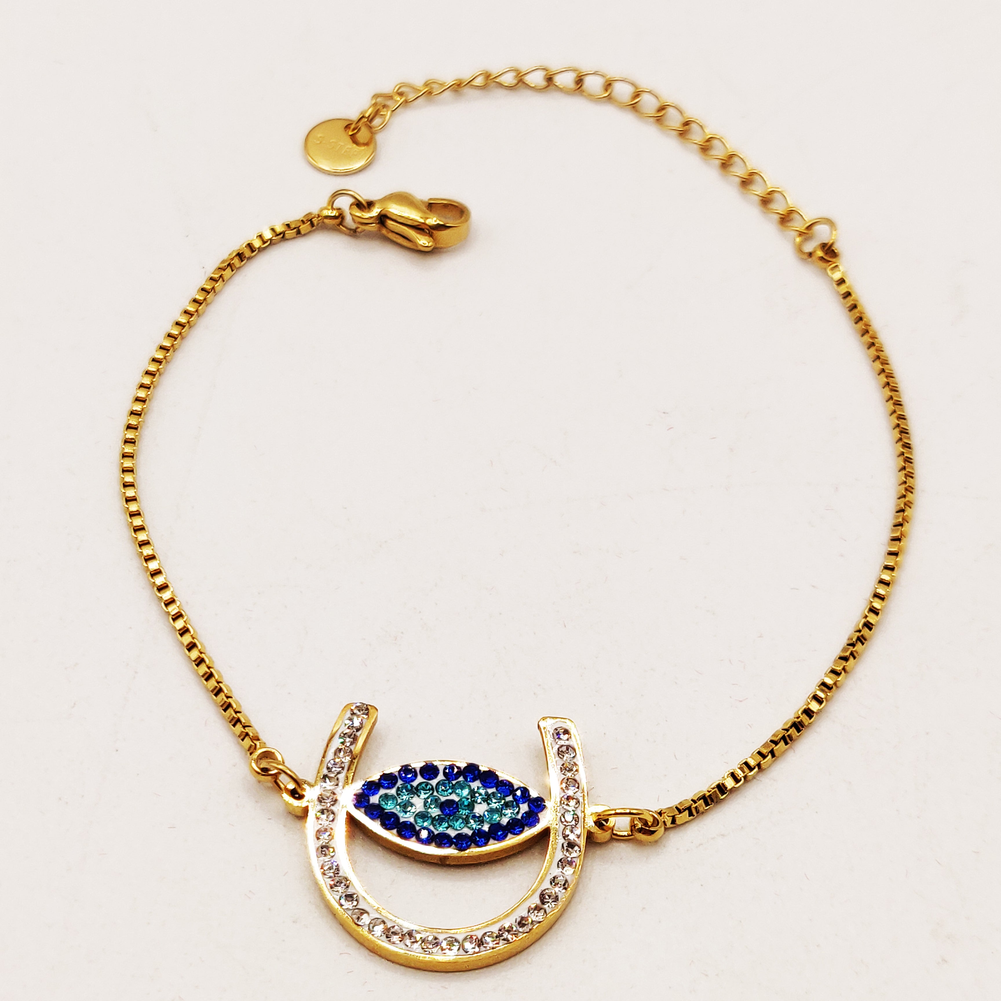 Bracelet  U Oeil Cristaux Bleus Luxe