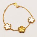 Bracelet Marguerites Dorées et Blanches Tour Perles d'imitation Luxe