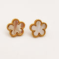 Boucles d'oreilles Multi Marguerites Blanches Tour Perles d'imitation Dorées Luxe