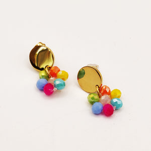 Boucles d'oreilles Fleurs en Perles d'imitation Multicolores