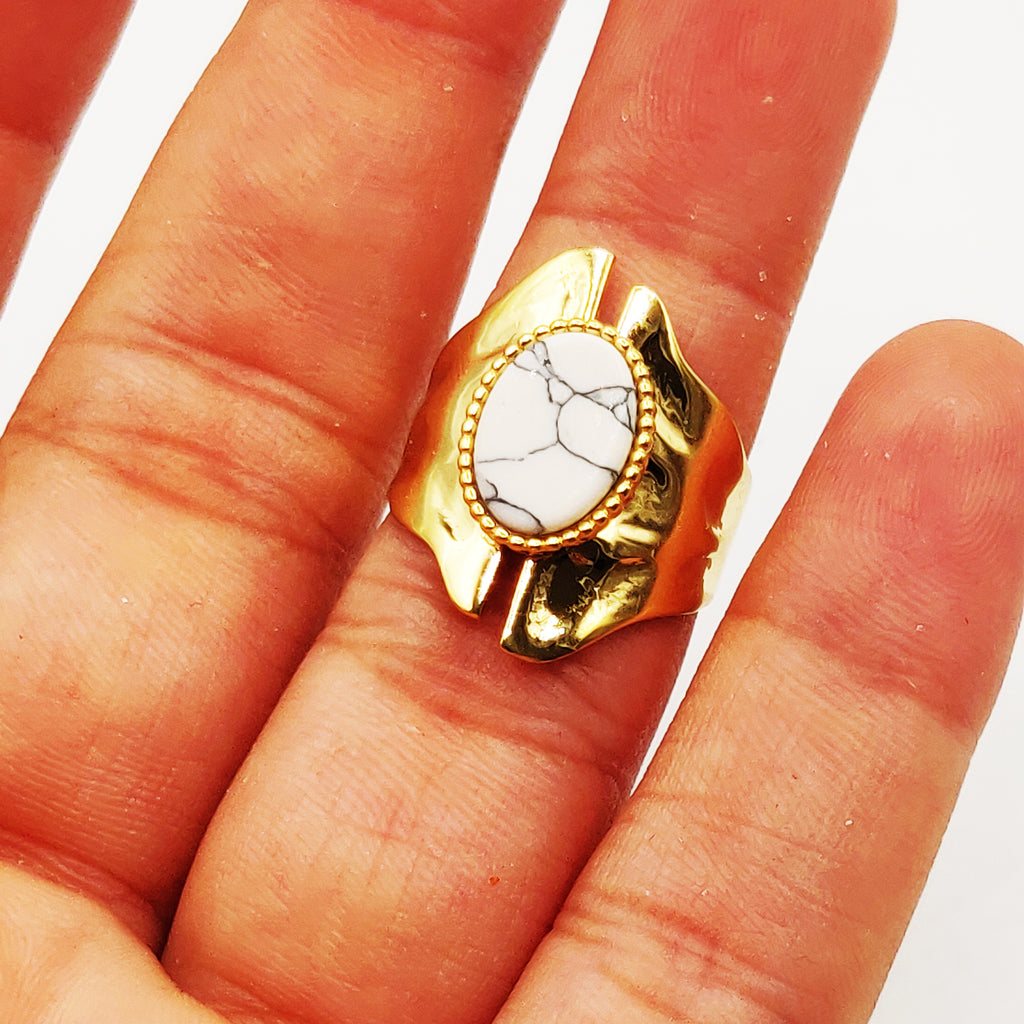 Bague Pierre Ovale Marbrée