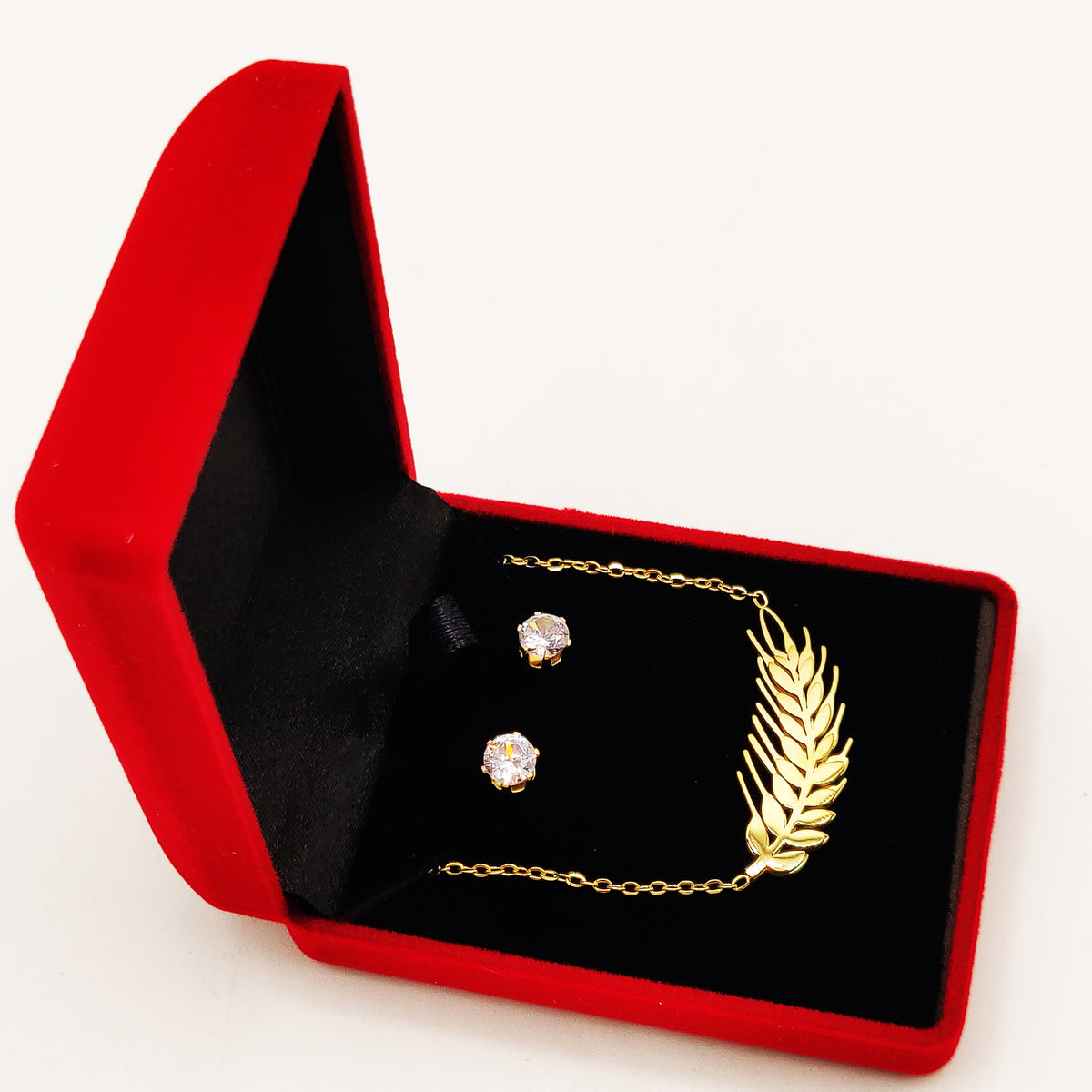 Coffret Collier et Boucles d'oreilles Longue Feuille