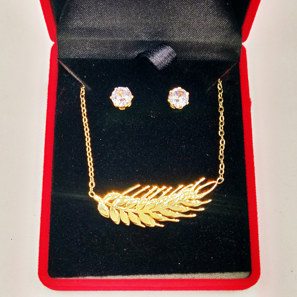 Coffret Collier et Boucles d'oreilles Longue Feuille
