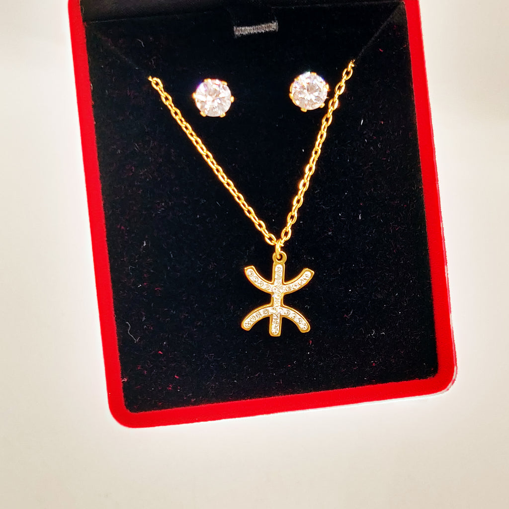 Coffret Collier et Boucles d'oreilles Amazigh Cristaux