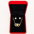 Coffret Collier et Boucles d'oreilles Double Coeurs Croisés