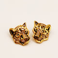 Boucles d'oreilles Tête de Jaguar Yeux Verts Luxe