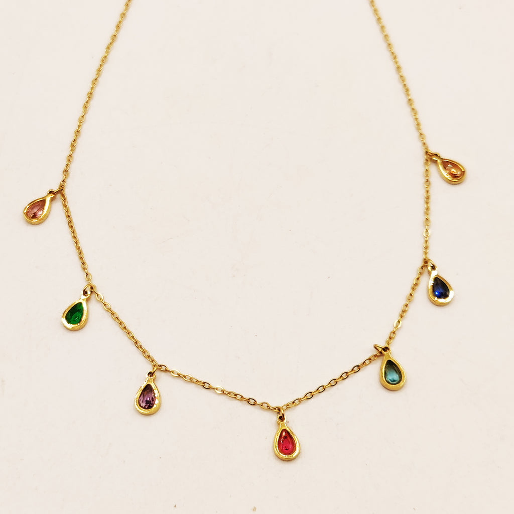 Collier Multi Gouttes Multicolores