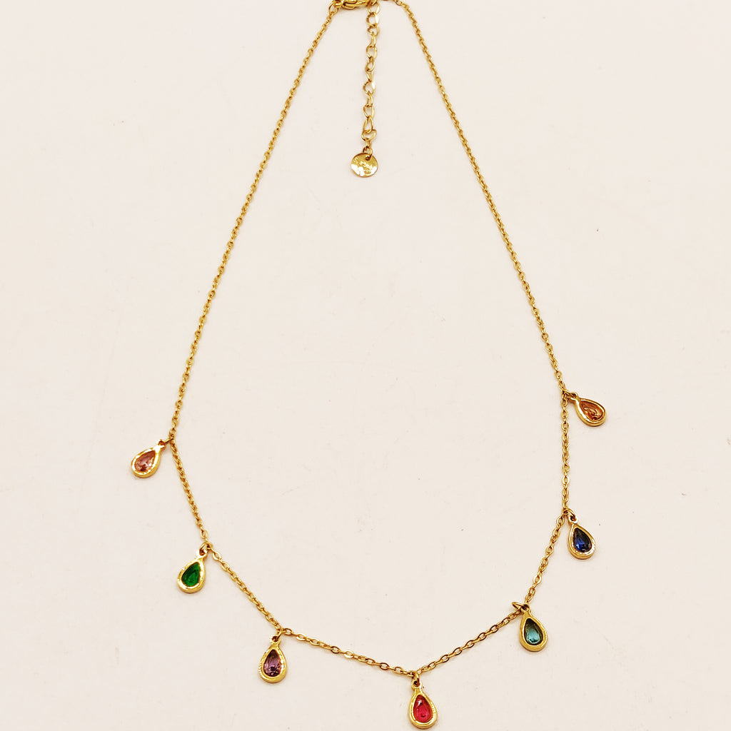 Collier Multi Gouttes Multicolores