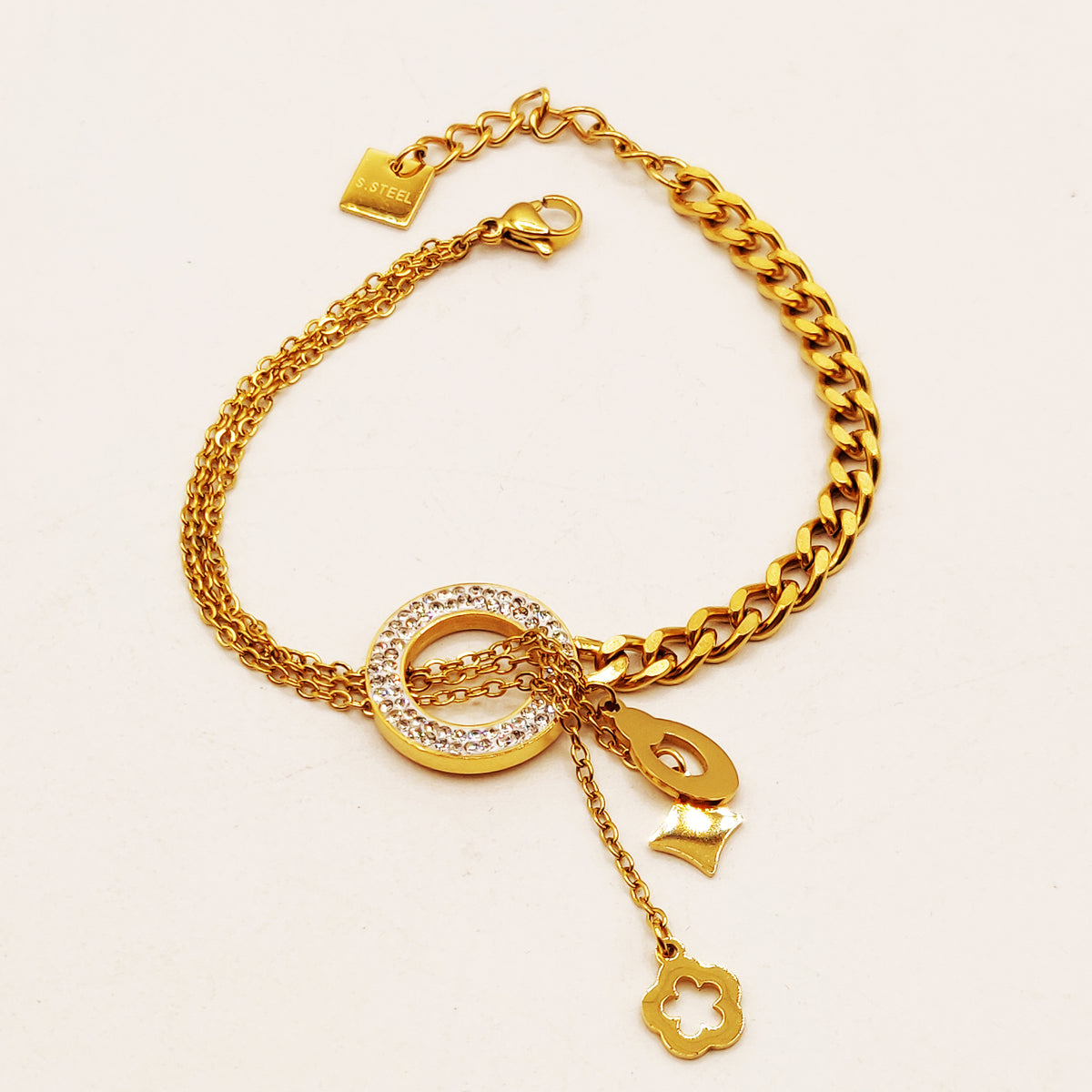 Bracelet Tresse Anneau Multi Pendentifs Luxe