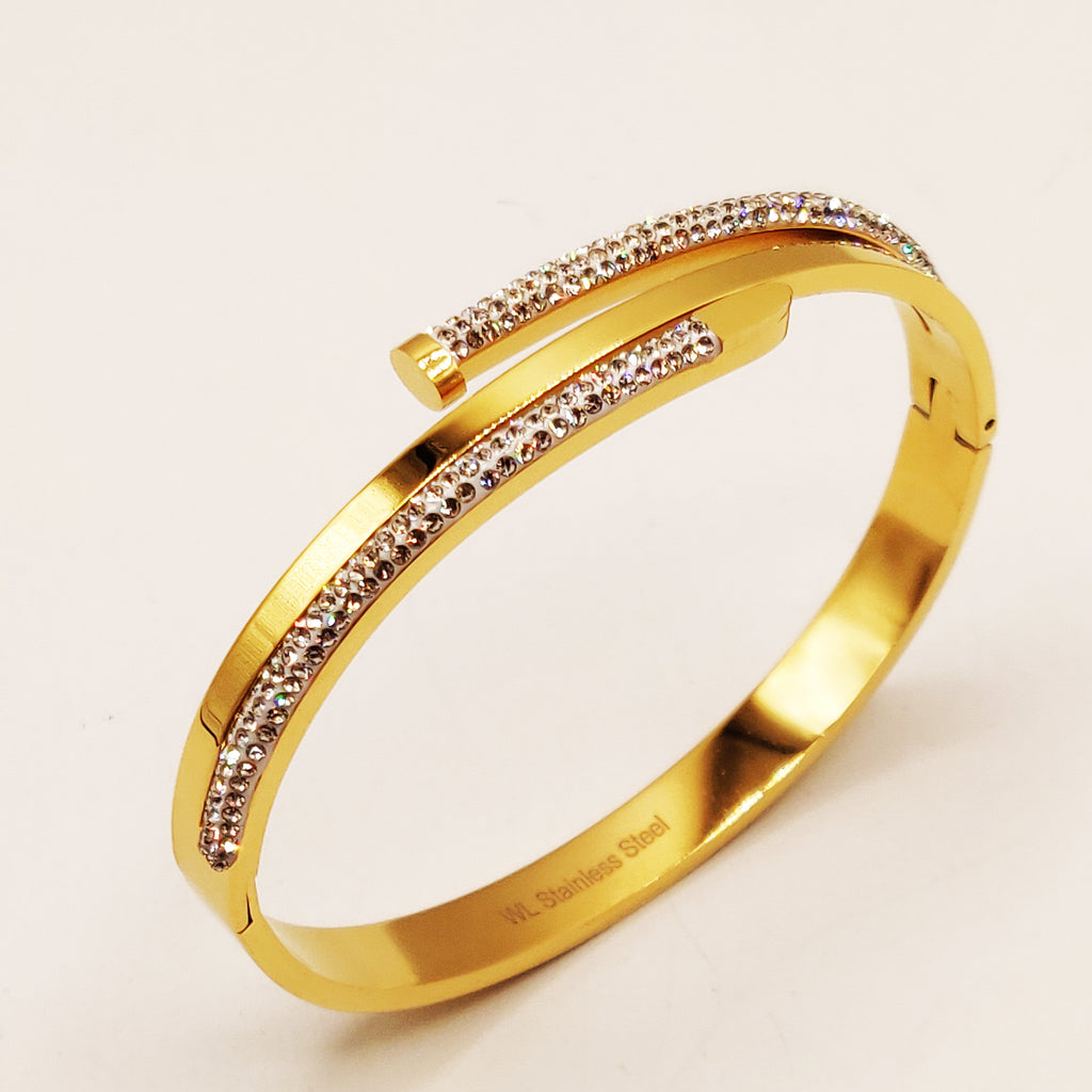 Bracelet Rigide Clou Côtés Cristaux