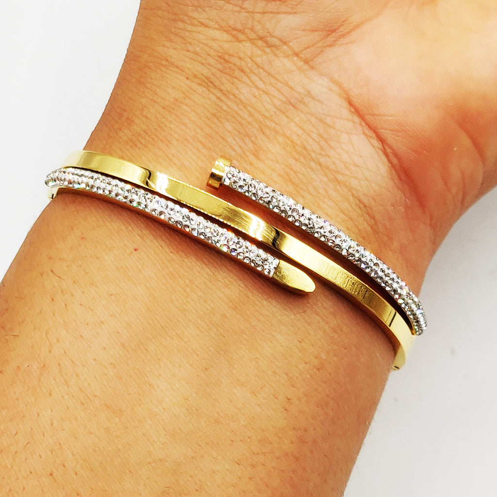 Bracelet Rigide Clou Côtés Cristaux